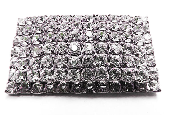 Dramatic Vintage 1950s Mid-Century Two-Tier Clear Rhinestone Pin - Front