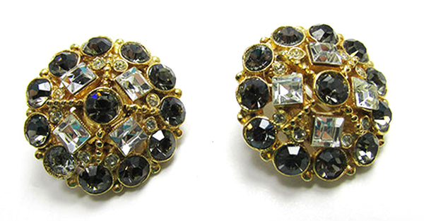 Vintage 1950s Gorgeous Mid-Century Rhinestone Floral Earrings - Front