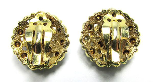 Vintage 1950s Gorgeous Mid-Century Rhinestone Floral Earrings - Back