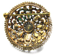 Signed Made in Austria Vintage Sapphire and Teal Pin - Back - Thumbnail