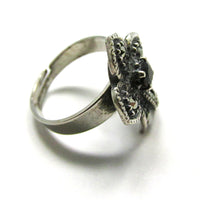 Mid-Century 1960s Vintage Marcasite and Diamante Fashion Ring - Side - Thumbnail
