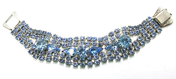 Vintage Jewelry 1950s Eye-Catching Sapphire Rhinestone Bracelet - Front