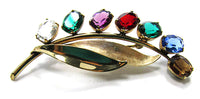 Van Dell Vintage Rhinestone and Gold-Filled Floral Pin and Earrings - Pin Front - Thumbnail