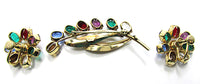 Van Dell Vintage Rhinestone and Gold-Filled Floral Pin and Earrings - Back - Thumbnail