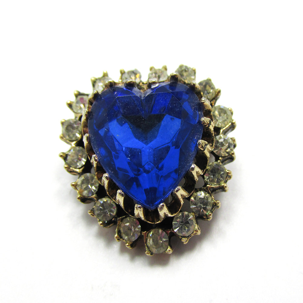 Vintage 1950s Mid-Century Sparkling Rhinestone Heart-Shaped Pin - Front