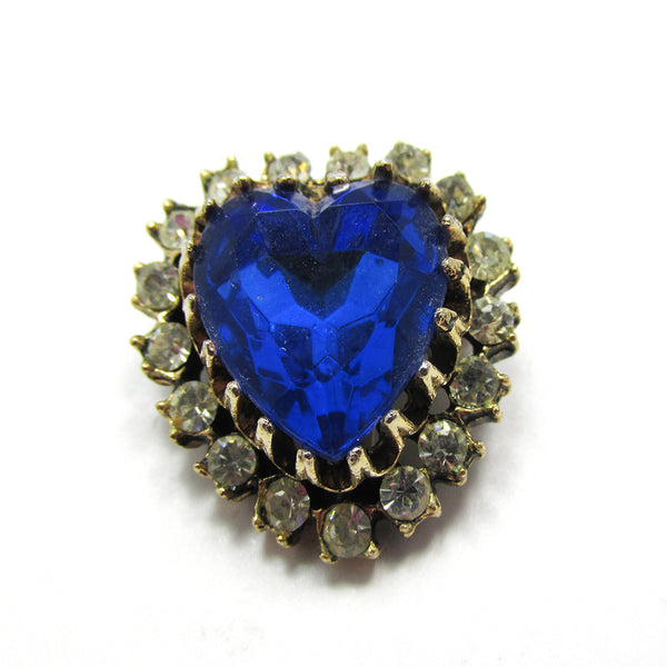 Vintage 1950s Mid-Century Sparkling Rhinestone Heart-Shaped Pin - Front