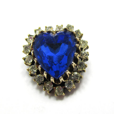 Vintage 1950s Mid-Century Sparkling Rhinestone Heart-Shaped Pin - Front