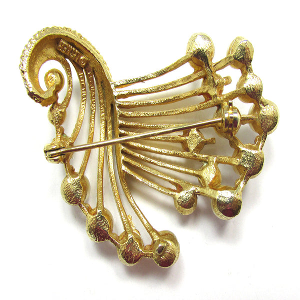 Imaginative Vintage 1950s Signed Lisner Designer Floral Pearl Pin - Back