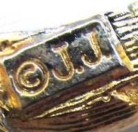 Signed JJ 1950s Vintage Designer Mid-Century Diamante Cool Cat Pin - Signature - Thumbnail