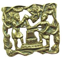 Early 1900s Extraordinary Antique Geometric Pristine Brass Pin - Front - Thumbnail