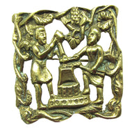 Early 1900s Extraordinary Antique Geometric Pristine Brass Pin - Front - Thumbnail