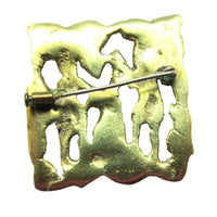 Early 1900s Extraordinary Antique Geometric Pristine Brass Pin - Back - Thumbnail