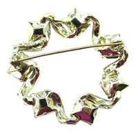 Dodds (West 30th St. Inc) Vintage 1960s Pink Rhinestone Ribbon Pin - Back - Thumbnail