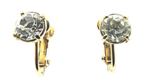 Vintage 1980s Contemporary Style Clear Diamante Classic Stud Earrings - Thumbnail