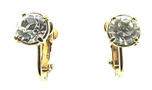 Vintage 1980s Contemporary Style Clear Diamante Classic Stud Earrings
