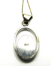 Vintage 1990s Contemporary Style Lapis Lazuli Sterling Pendant - Back - Thumbnail
