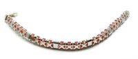 Vintage 1980s Contemporary Style Sterling Silver and Pink Bracelet - Front - Thumbnail