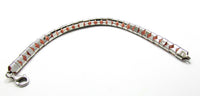 Vintage 1980s Contemporary Style Sterling Silver and Pink Bracelet - Back - Thumbnail