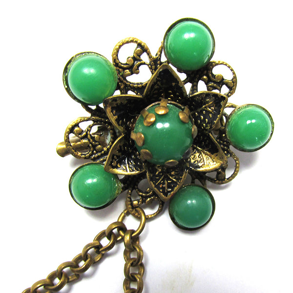 Vintage 1950s Distinctive Mid-Century Double Chain and Floral Pins - Pin 2