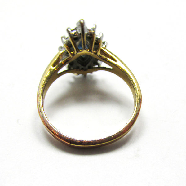 Vintage 1960s Mid-Century Sapphire Diamante Fashion Ring - Back