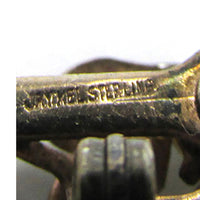 JayKel Vintage 1940s Pearl and Sterling Vermeil Floral Bar Pin - Signature - Thumbnail