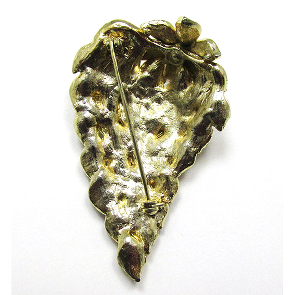 Bold and Dramatic 1950s Mid-Century Clear Rhinestone Floral Pin - Back