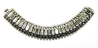 Vintage 1950s Clear Rhinestone Silver-Toned Necklace and Bracelet Set  - Bracelet Front - Thumbnail