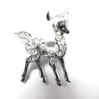 Vintage 1950s Mid-Century Figural Baby Deer Rhinestone Pin - Close p - Thumbnail