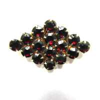 Elegant Vintage 1950s Mid-Century Geometric Garnet-Red Rhinestone Pin - Front Cose Up - Thumbnail