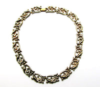 Vintage 1950s Mid-Century Clear Rhinestone and Gold-Tone Link Necklace -  Back - Thumbnail