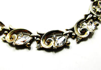 Vintage 1950s Mid-Century Clear Rhinestone and Gold-Tone Link Necklace - Close Up - Thumbnail
