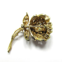 One-of-a-Kind Vintage 1950s Mid-Century Rhinestone/Pearl Flower Pin - Back - Thumbnail