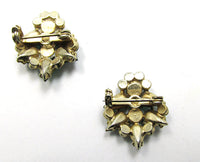 Vintage 1950s Mid-Century Emerald Rhinestone Floral Scatter Pins - Back - Thumbnail