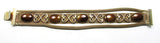 Vintage 1950s Cat’s Eye Cabochon Rhinestones Gold Mesh Bracelet - Front