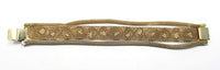 Vintage 1950s Cat’s Eye Cabochon Rhinestones Gold Mesh Bracelet - Back - Thumbnail