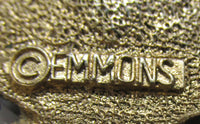 Bold Signed Emmons Vintage 1950s Topaz Diamante Designer Floral Pin - Signature - Thumbnail