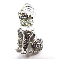 Adorable Vintage 1950s Signed Castlecliff Rhinestone Poodle Pin - Close Up - Thumbnail