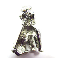 Adorable Vintage 1950s Signed Castlecliff Rhinestone Poodle Pin - Back - Thumbnail