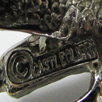 Adorable Vintage 1950s Signed Castlecliff Rhinestone Poodle Pin - Signature - Thumbnail