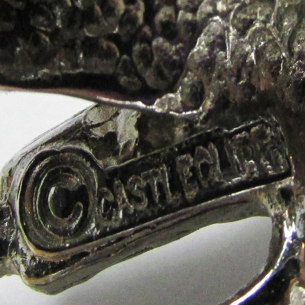 Adorable Vintage 1950s Signed Castlecliff Rhinestone Poodle Pin - Signature