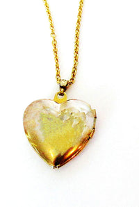 Vintage 1960s Classic Engraved Gold-Toned Heart-Shaped Locket - Back - Thumbnail
