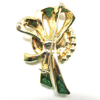 Gorgeous Vintage 1950s Clear and Aquamarine Rhinestone Bow Pin - Back - Thumbnail