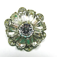 Marvelous Signed Czechoslovakia 1930s Vintage Floral Rhinestone Pin - Thumbnail