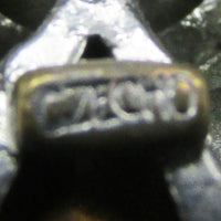 Marvelous Signed Czechoslovakia 1930s Vintage Floral Rhinestone Pin - Thumbnail