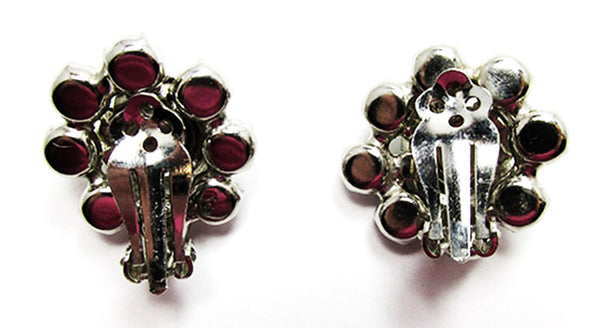 Unsigned Weiss Vintage1950s Clear Rhinestone Pin and Earrings - Back Earrings