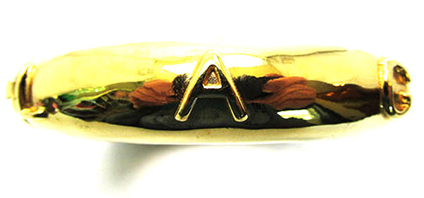 Signed Karl Lagerfeld Vintage 1980s Designer Gold-Toned Cuff Bracelet - Front