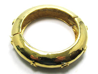 Signed Karl Lagerfeld Vintage 1980s Designer Gold-Toned Cuff Bracelet - Side - Thumbnail