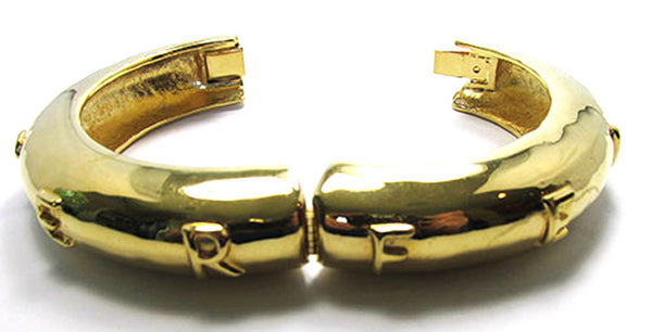 Signed Karl Lagerfeld Vintage 1980s Designer Gold-Toned Cuff Bracelet - Back