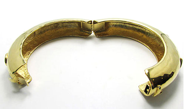 Signed Karl Lagerfeld Vintage 1980s Designer Gold-Toned Cuff Bracelet - Inside