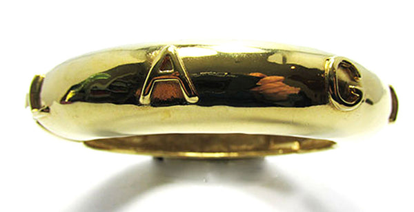 Signed Karl Lagerfeld Vintage 1980s Designer Gold-Toned Cuff Bracelet - Front